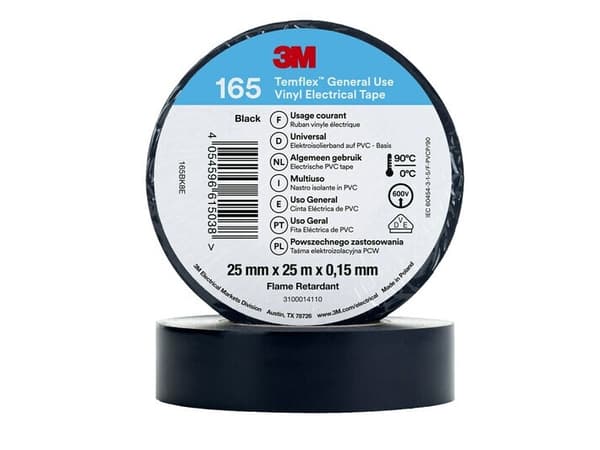 3M 7100184820, 1 kpl, Musta, PVC-muovi, 600 V, Kupla, 25 m