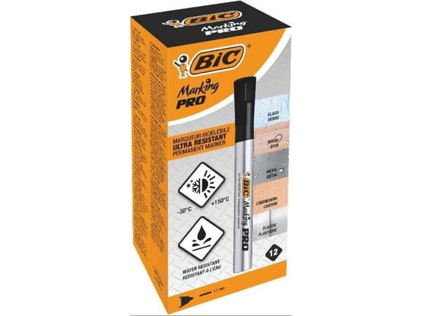 BIC 964800, 12 stykker, Svart, Svart, 1,1 mm, Boks