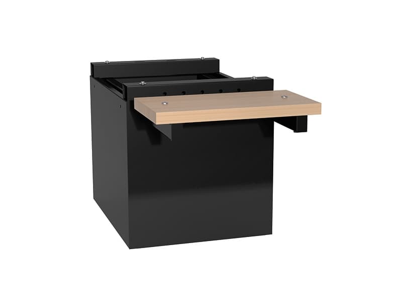 Hög sockel med bänkkonsol W500xD550xH320 svart med bänk i björk