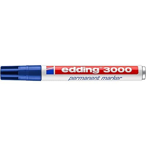 edding 3000 pysyvä tussi - sininen - 1 kynä - pyöreä kärki 1,5-3 mm - nopeasti kuivuva pysyvä tussi - vedenpitävä, tahrankestävä - pahville, muoville,