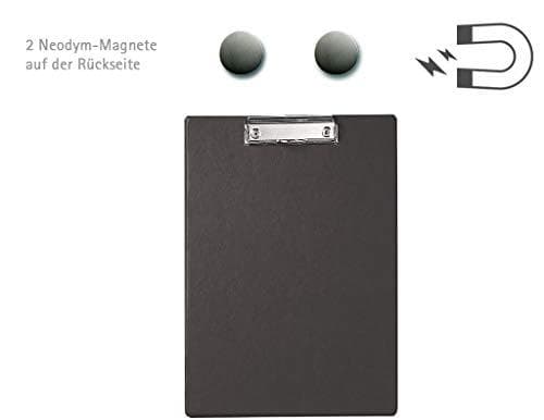 Maul skrivetablet med foliebelægning og 2 neodymmagneter, clipboard, DIN A4 portræt, magnetisk, 8 mm klembredde, sort