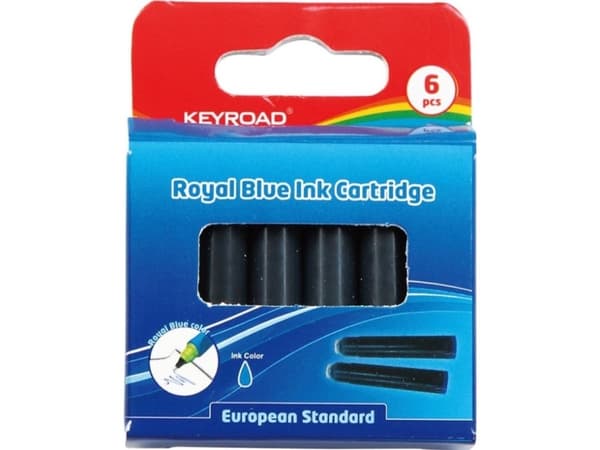 Keyroad Blue blekkpatroner for penner, 6 stk