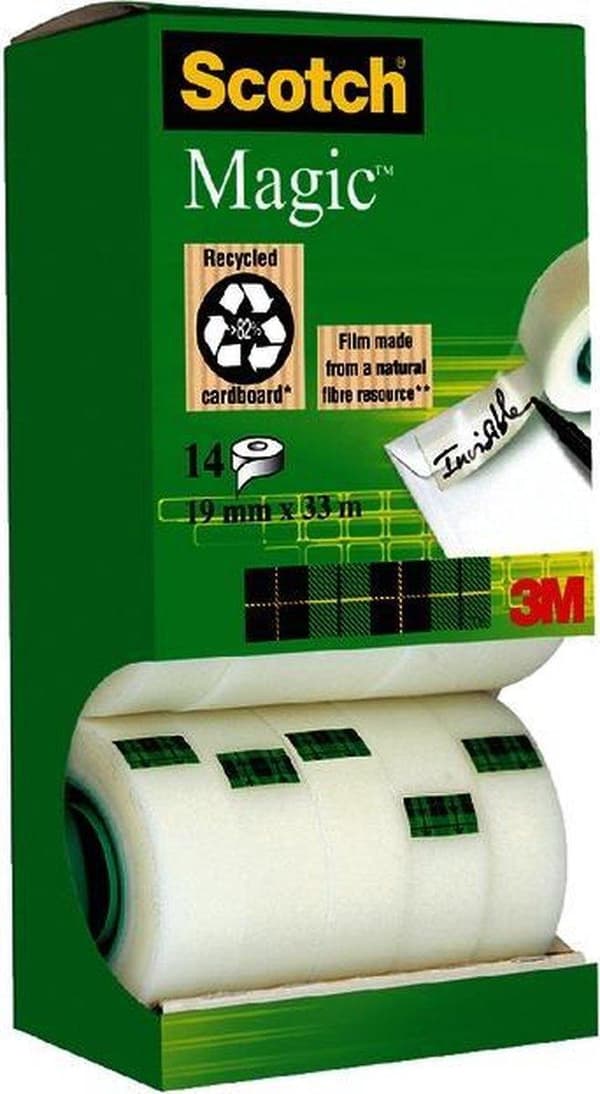 Arvopaketti: 12 x Scotch® Magic™ -teippi, kartonkitorni, 19 mm x 33 m + 2 rullaa ILMAISEKSI