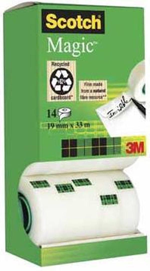 Arvopaketti: 12 x Scotch® Magic™ -teippi, kartonkitorni, 19 mm x 33 m + 2 rullaa ILMAISEKSI