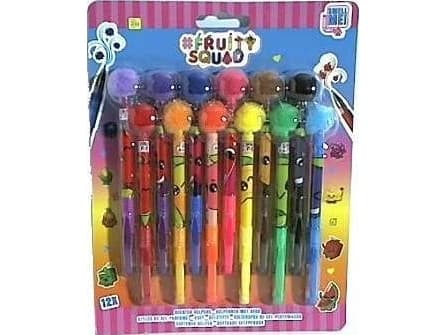 Canenco Fruity Squad doftande gelpennor med pom-poms