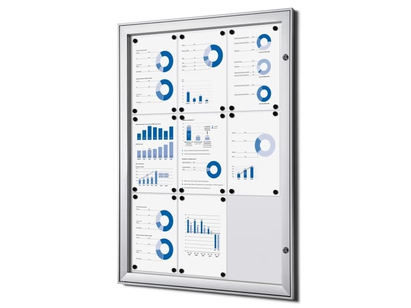 TWIN Whiteboard Hängare för inomhus och utomhus med lock - 9 x A4 Silver 7410x23x10040mm (1st)