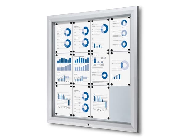 TWIN ulkokäyttöön tarkoitettu valkotaulun ripustuskaappi - 12 x A4 hopea 1025x47x1067mm (1kpl)
