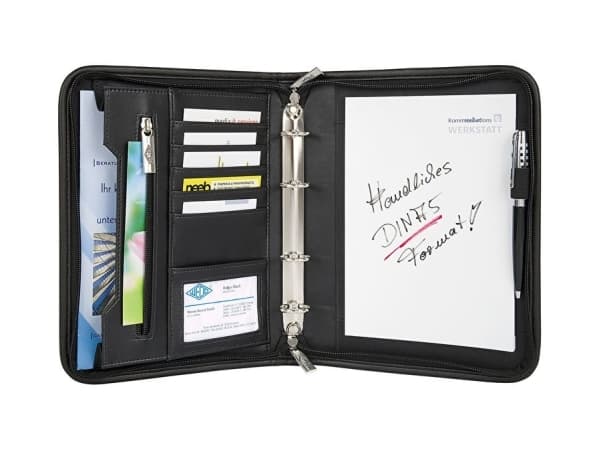 Wedo 58 5101, Läder, Nylon, Svart, A5, 2 fickor, Visitkort, 263 mm