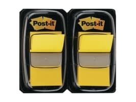 3M Post-it Index, gul, smal, 2 x 50 selvklebende strimler, dimensjoner: 25,4 x 43,2 mm, i en engangsdispenser - 2 stk (680-YW2)
