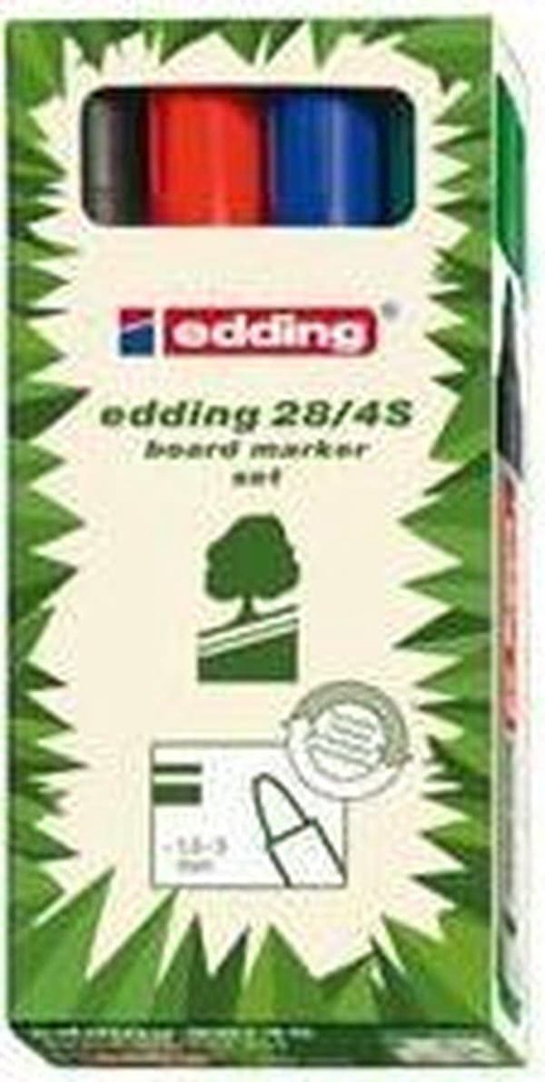 edding EcoLine 28 Valkotaulumerkki, pyöreä kärki, 1,5 mm, lajitelma (4 kpl pakkaus)