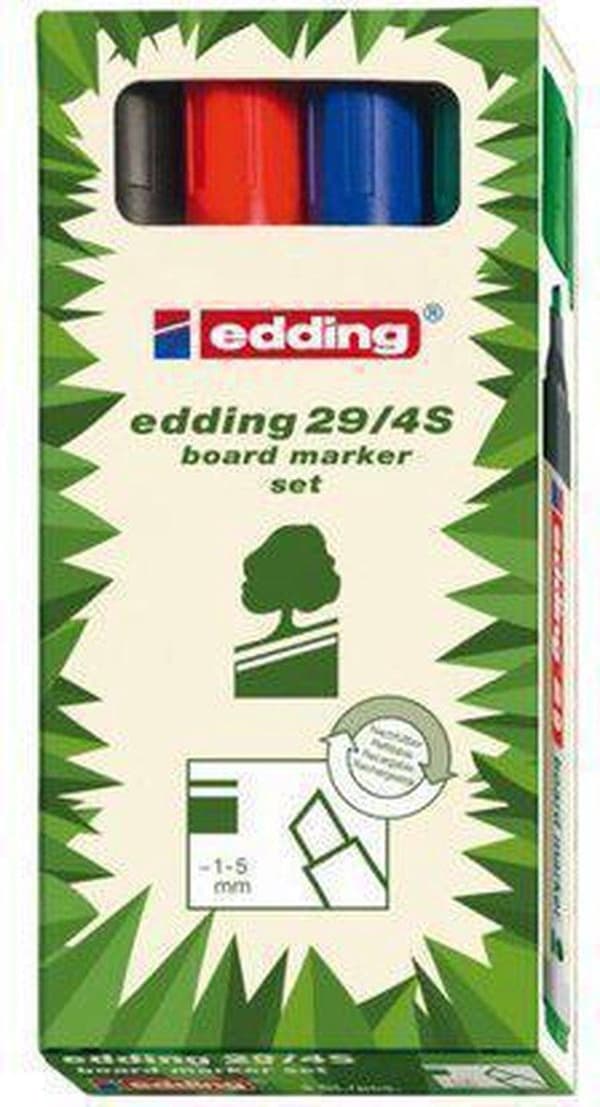edding EcoLine 29 tavlemærke, mejselformet spids, 1 - 5 mm, assorteret (4 stk. sæt)