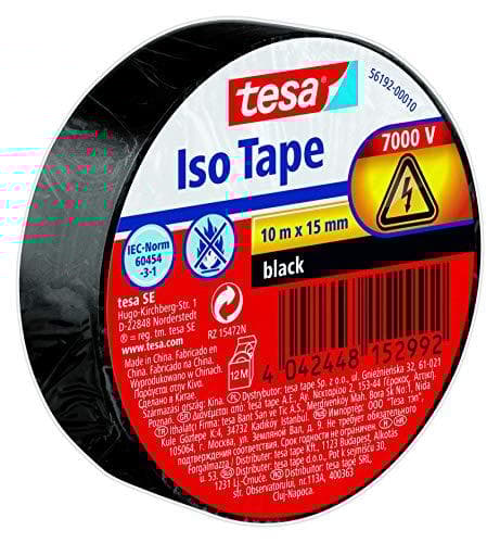 tesa isoleringstape ISO TAPE, 15 mm x 10 m, sort selvklæbende tape til isolering og reparation af elektrisk (56192-00010-01)