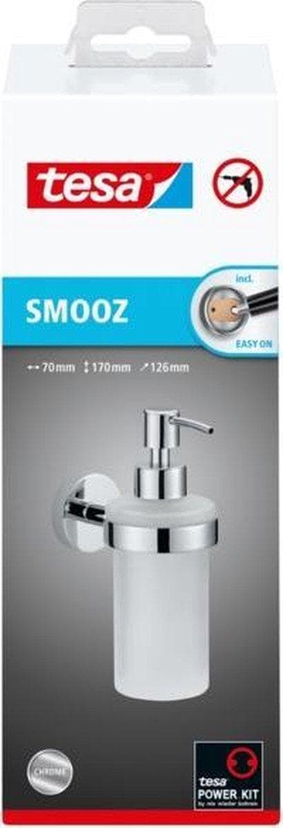 Tesa Smooz Tvålpump 9x24x9cm utan borrning Självhäftande Förkromad Metall krom vit