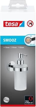 Miniatyrbild 2 av 8: Tesa Smooz Tvålpump 9x24x9cm utan borrning Självhäftande Förkromad Metall krom vit