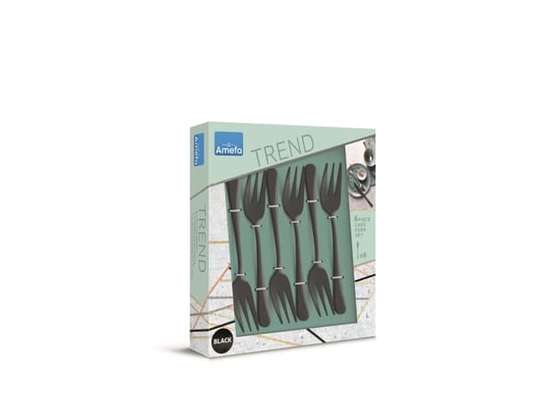 Austin 1410 - 6 Cake Forks in trend box - black