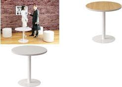 PAPERFLOW sidebord easyDesk, diameter 800 mm, bøg bordplade bøg, rund base hvid, bordplade tykkelse: 25 mm - 1 stk (G80.13.23)