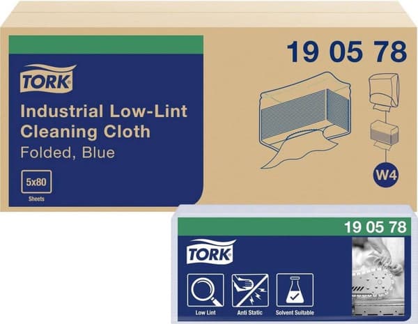TORK 190578 Lågfota industriella rengöringsservetter blå W4