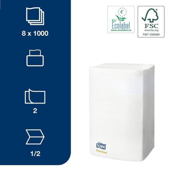 Tork Xpressnap® dispenserservett 216x165cm 2-lagers 1/2-faldig vit 5x200x8