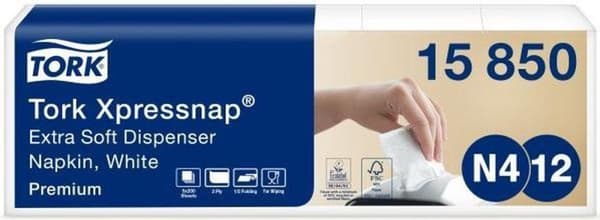 Tork Xpressnap® dispenserservett 216x165cm 2-lagers 1/2-faldig vit 5x200x8