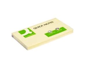 Anteckningsblock med lim Q-Connect gult papper L76xB127xH10mm, 12 st/pk