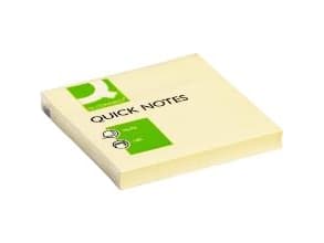 Anteckningsblock med lim 100 ark Q-Connect gult papper L76xB76xH10mm, 12 st/pk