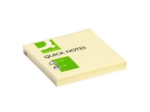 Anteckningsblock med lim 100 ark Q-Connect gult papper L76xB76xH10mm, 12 st/pk