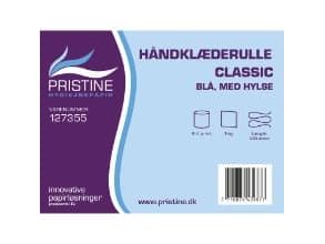 Håndklæderulle Pristine Classic 1-lag Ø19xB19.6cmxL240m M/Hylse Genbrug Blå,6 rl/krt