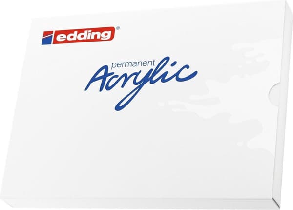 edding Akryylimerkit aloitussetti - 12 akryylimerkkiä - Leveä taltan kärki - Sisältää väripalkin