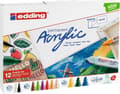 Pikkukuva 2 / 10: edding Akryylimerkit aloitussetti - 12 akryylimerkkiä - Leveä taltan kärki - Sisältää väripalkin