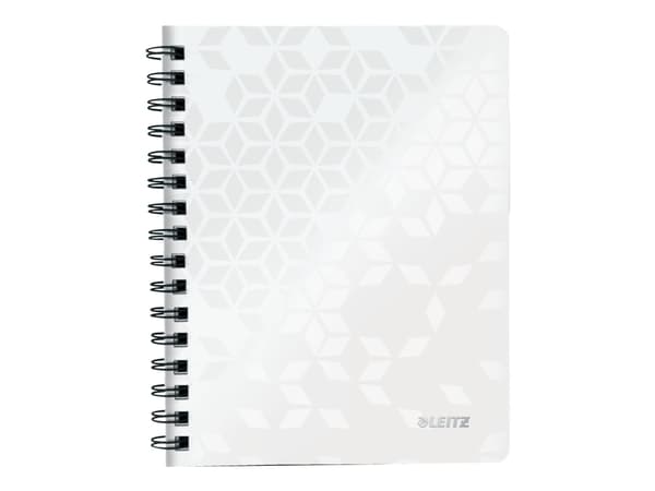 Leitz WOW - Notisbok - spiralbundet - A5 (148 x 210 mm) - 80 ark / 160 sider - rutet - 2 hull - hvit - polypropylen (PP)