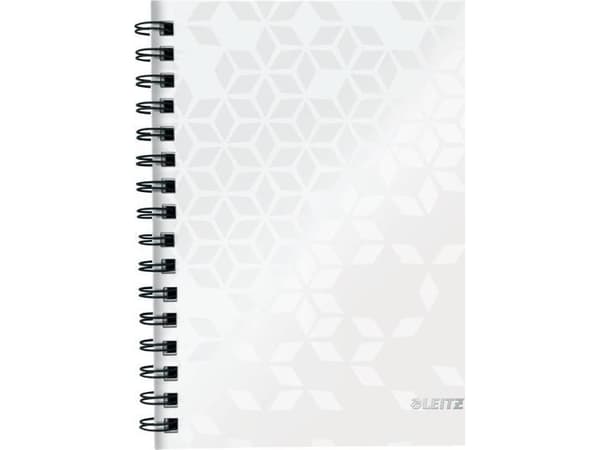 Leitz WOW - Notisbok - spiralbundet - A5 (148 x 210 mm) - 80 ark / 160 sider - rutet - 2 hull - hvit - polypropylen (PP)