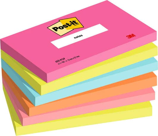 Post-It 7100259224, Rektangel, Blå, Grønn, Oransje, Rosa, Papir, Poptimistic, 127 mm, 76 mm