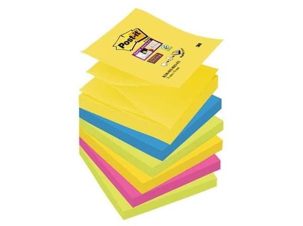 Post-It R330-6SSRIO-EU, firkant, Blå, Rosa, Gult, Papir, 76 mm, 76 mm