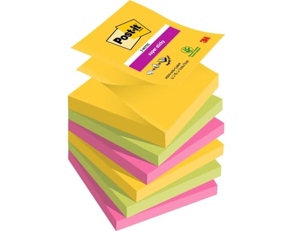 Post-It R330-6SSRIO-EU, firkant, Blå, Rosa, Gult, Papir, 76 mm, 76 mm