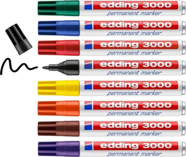 edding 3000 Permanent Marker - 10 markører - Linjebredde 1,5-3 mm - Begynd at skabe