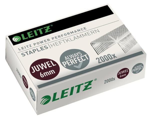 Leitz Juwel häftklamrar 6 mm, låda 2000, galvaniserad, 56420000