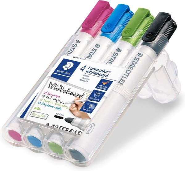 Lumocolor whiteboard tusch - Æske 4 stk nye farver