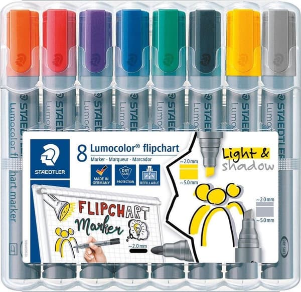 Lumocolor fläppitaulun tussi - Laatikko 8 kpl