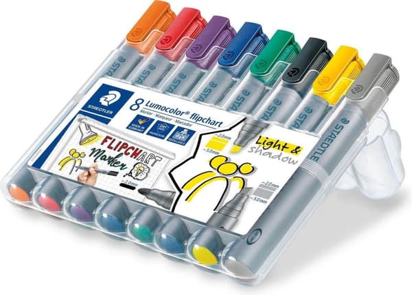 Lumocolor fläppitaulun tussi - Laatikko 8 kpl