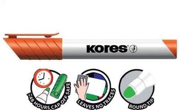 Whiteboard- och blädderblocksmarkörer Kores XW1, rund spets 3mm väska 10 stycken