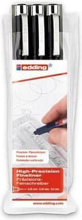 Miniatyrbillede 2 af 3: Edding 1800 Profipen Sort, 3 stk: 0,1/0,3/0,5 mm.