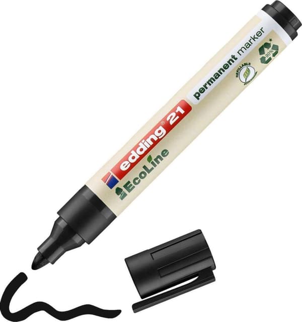edding 21 EcoLine Permanent Marker - 10 sorte permanente markører - Rund spids 1,5 - 3 mm