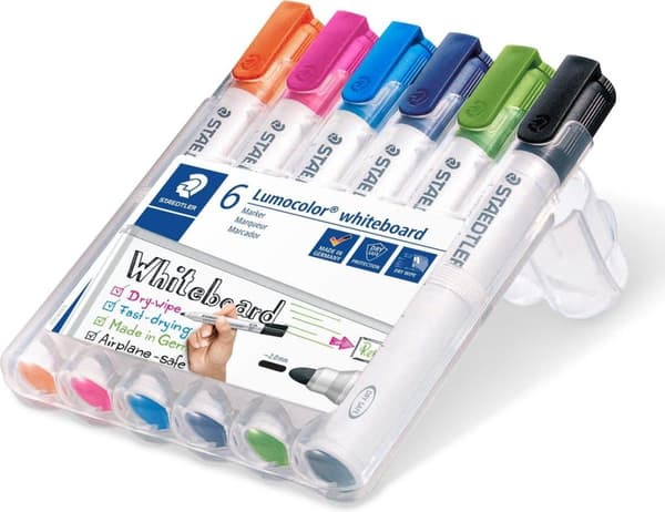 STAEDTLER Lumocolor whiteboard tusch - Æske 6 stk nye farver