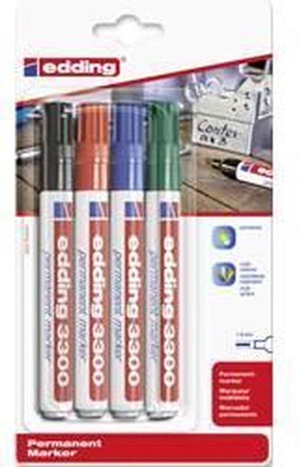 Edding 3300 - permanent markör - med lutande spets - diverse - set om 4