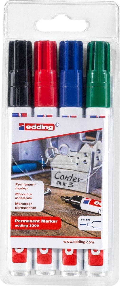 Edding 3300 - permanent markör - med lutande spets - diverse - set om 4