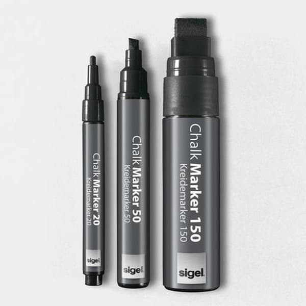 kritamarkör Sigel 1-2mm tvättbar 2 st svart SI-GL177