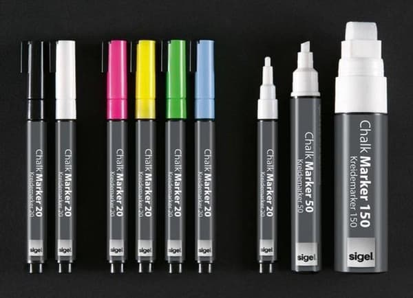 kritamarkör Sigel 1-2mm tvättbar 2 st svart SI-GL177