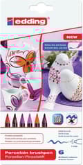 Miniatyrbillede 7 af 8: edding Porcelænspenne - Porcelænsmærker - 6 varme farver - Tåler opvaskemaskine - Rund spids