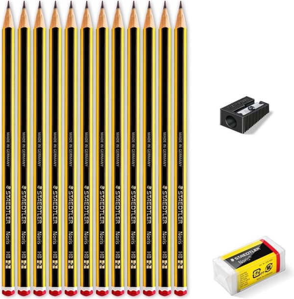 STAEDTLER promosetti Noris kynä 12 kpl + pyyhekumi + teroitin