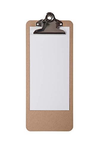 Maulbill skrivetablet, udklipsholder til gæstekvitteringer, 112 x 265 mm, hardboard, retro klip, 15 mm klips bredde